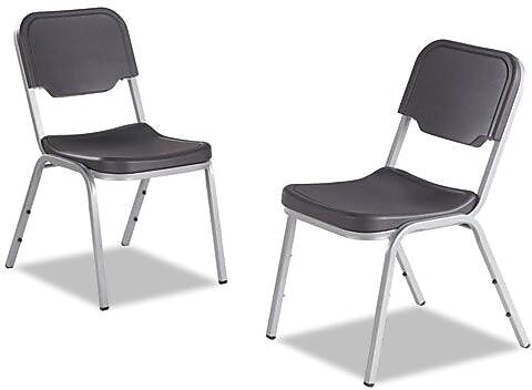 4 Pack Stack Chair, Charcoal w/Silver Frame