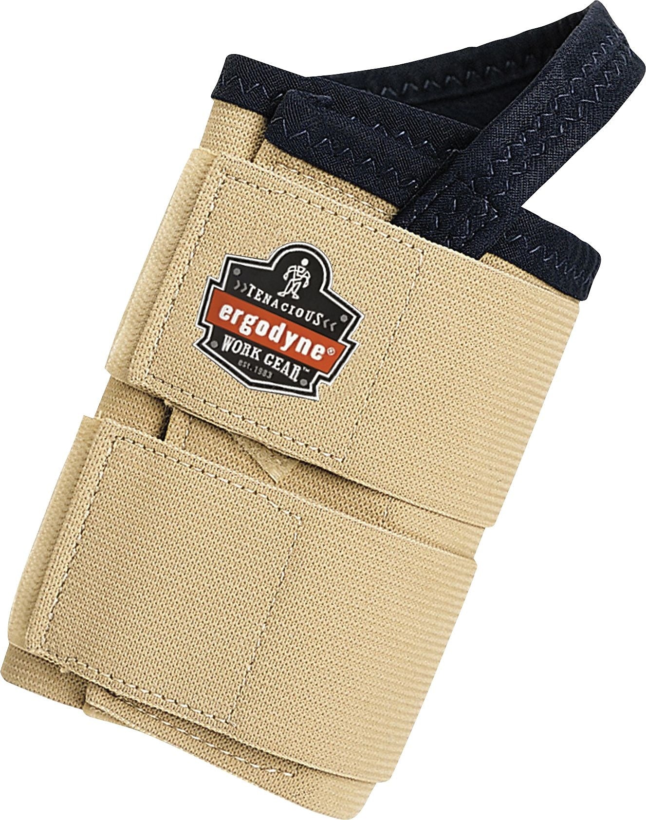 Ergodyne® ProFlex® 4010 Double Strap Wrist Support With Open Center Stay™, Tan, Small Right