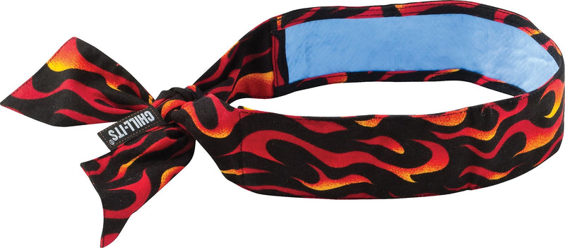 Ergodyne Chill-Its 6700 Evaporative Cooling Bandana, Red Flames, One Size, 6/Carton (12568)