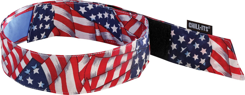 Ergodyne Chill-Its 6705CT Evaporative Cooling Bandana, Stars and Stripes, One Size, 6/Carton (12571)