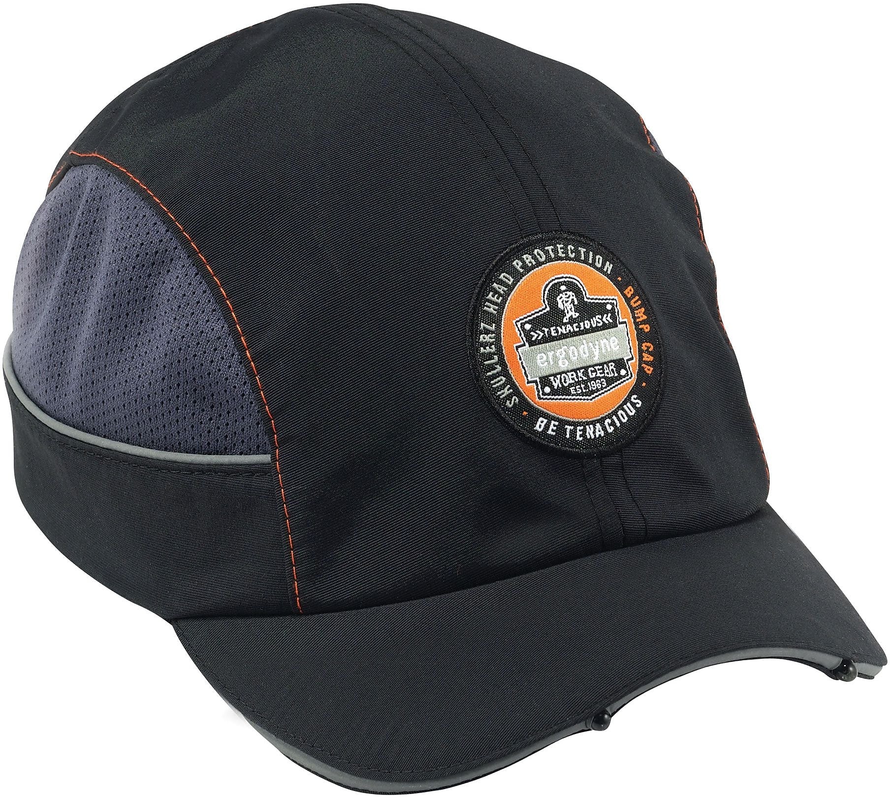 Ergodyne Skullerz Nylon Short Brim Bump Cap & LED Light, Black (23370)