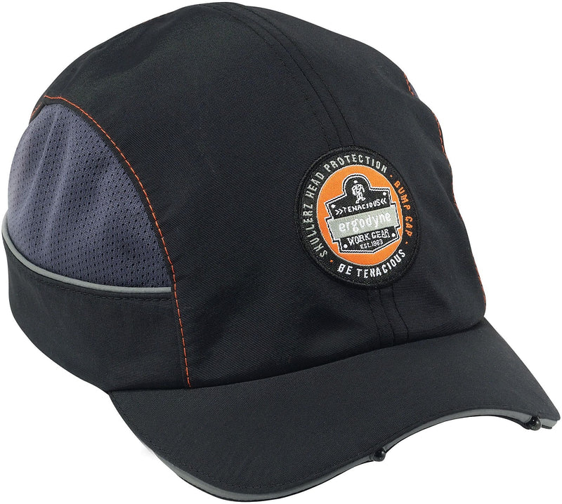 Ergodyne Skullerz Nylon Short Brim Bump Cap & LED Light, Black (23370)