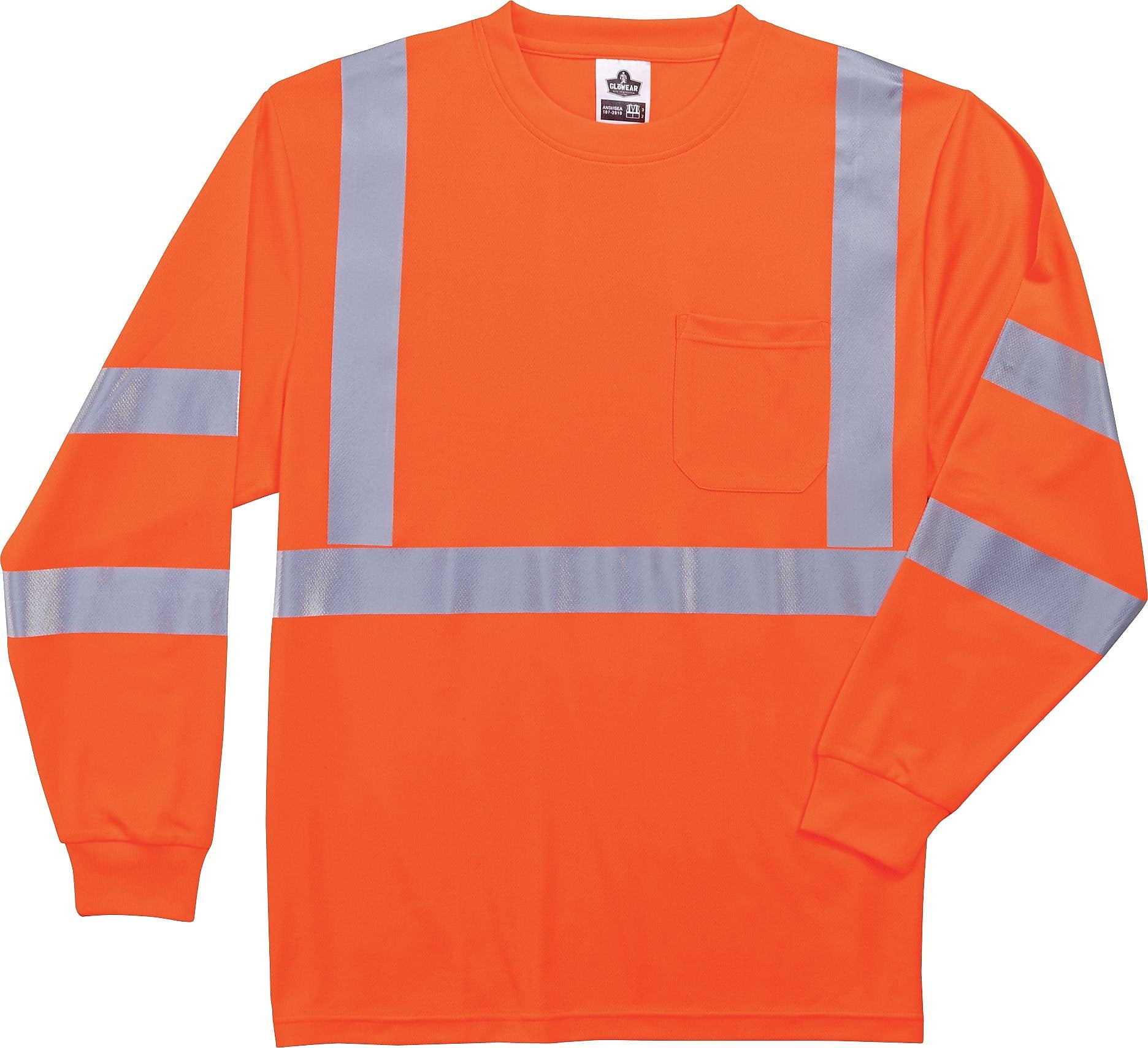 Ergodyne GloWear® 8391 High Visibility Long Sleeve T-Shirt, ANSI Class R3, Hi-Vis Orange, Large (21714)