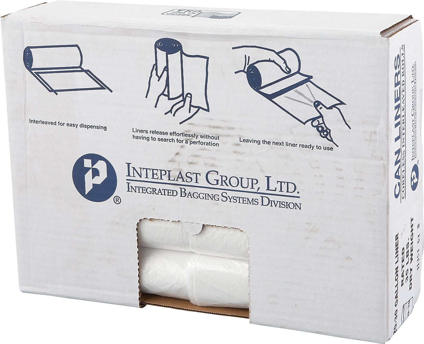 High-Density Can Liner, 30 x 36, 30gal, 13mic, Clear, 25/Roll, 20 Rolls/Carton