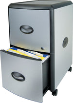 Two-Drawer Mobile Filing Cabinet, Metal Siding, 19w x 15d x 23h, Silver/Black