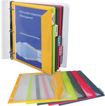 C-Line Poly Binder Pockets With Write-On Index Tabs, 3-Hole Punched, 5 Tabs, Assorted Colors (CLI06650)
