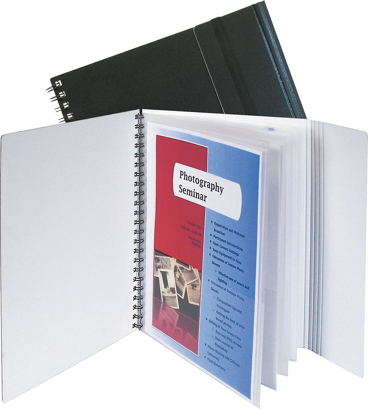 Eight-Pocket Portfolio with Security Flap, 11 x 8-1/2, Black