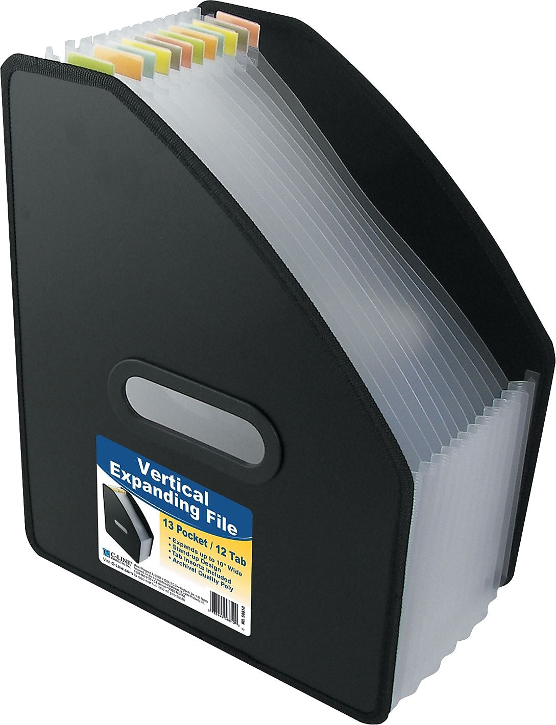 Vertical Expanding File, 13-Pocket, 10" Expansion, Letter, Black