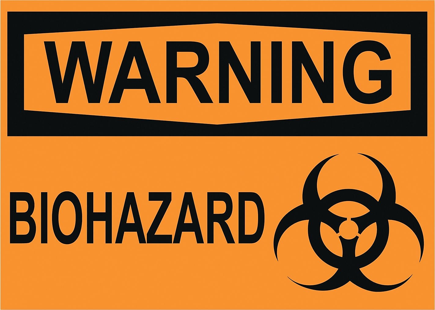 OSHA Safety Signs, WARNING BIOHAZARD, Orange/Black, 10 x 14