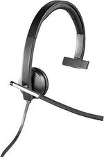 Logitech USB Headset Mono H650e Noise Canceling, Over-the-Head, Black and Silver (981-000513)