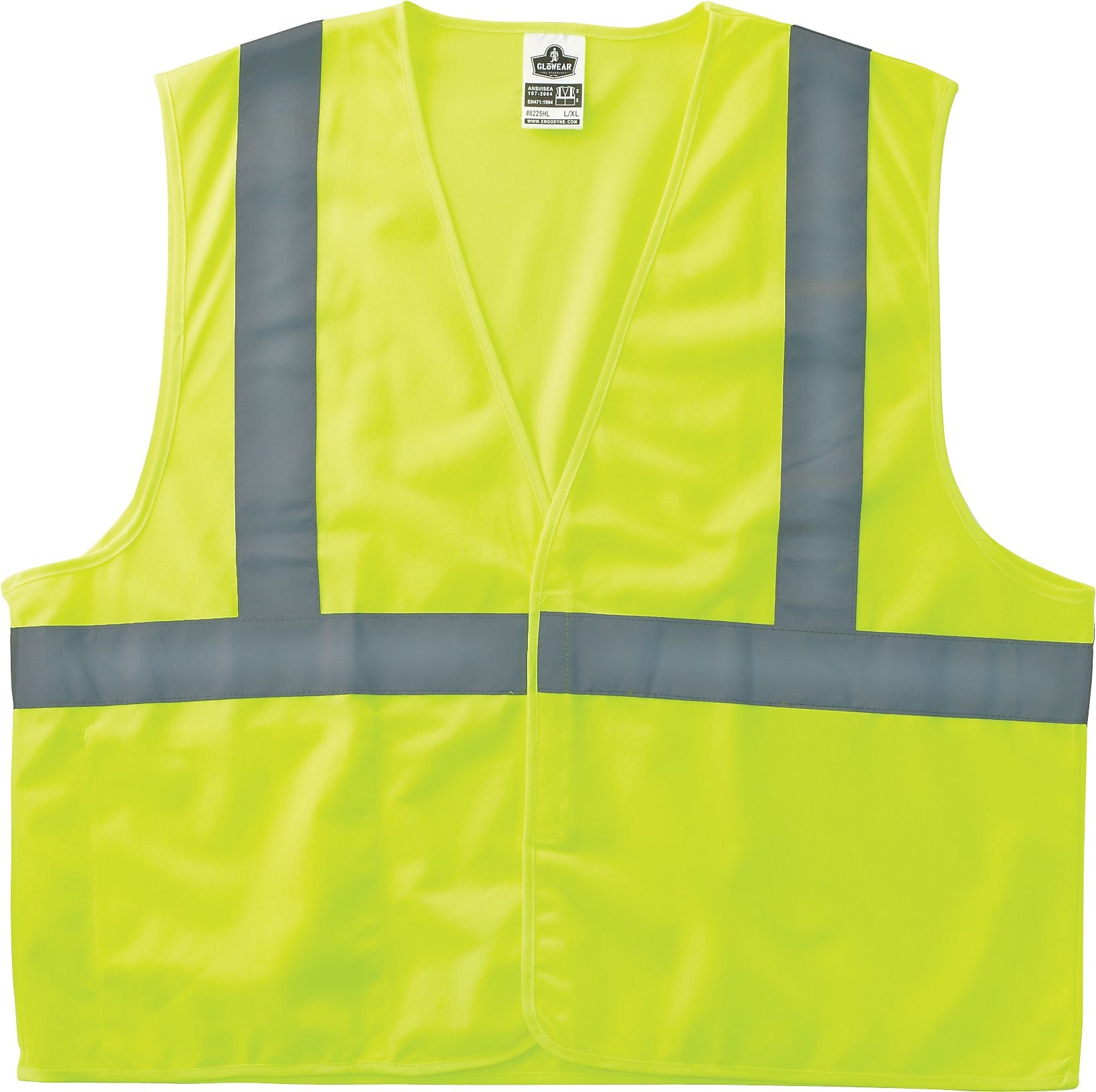 Ergodyne GloWear 8225HL High Visibility Sleeveless Safety Vest, ANSI Class R2, Lime, 4XL/5XL (21189)