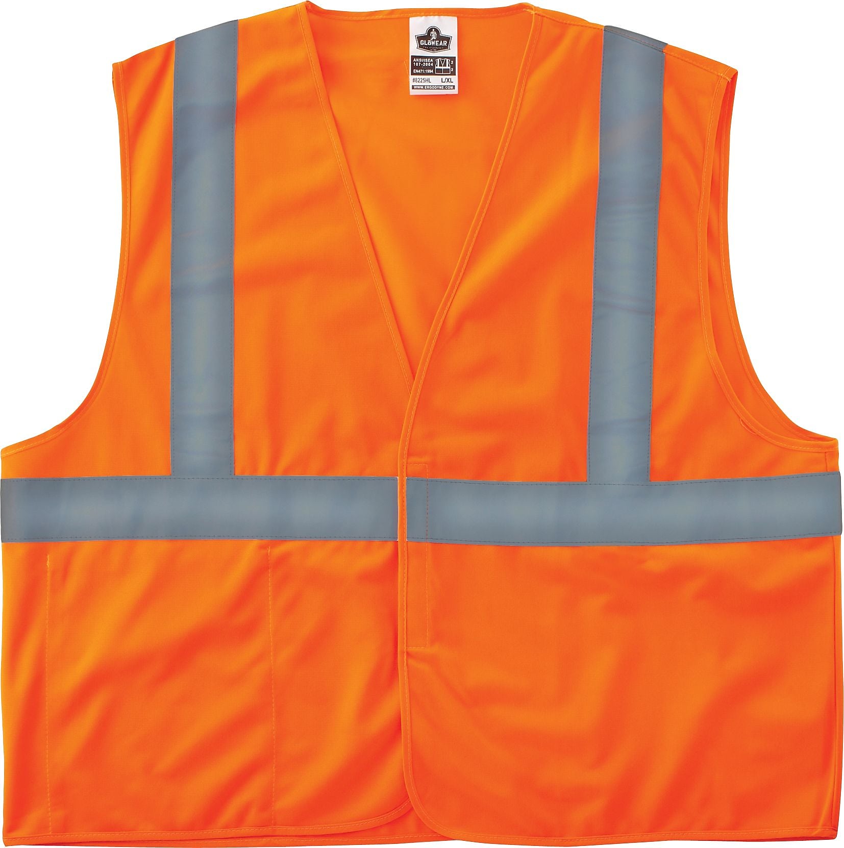 Ergodyne GloWear 8225HL High Visibility Sleeveless Safety Vest, ANSI Class R2, Orange, 4XL/5XL (21179)