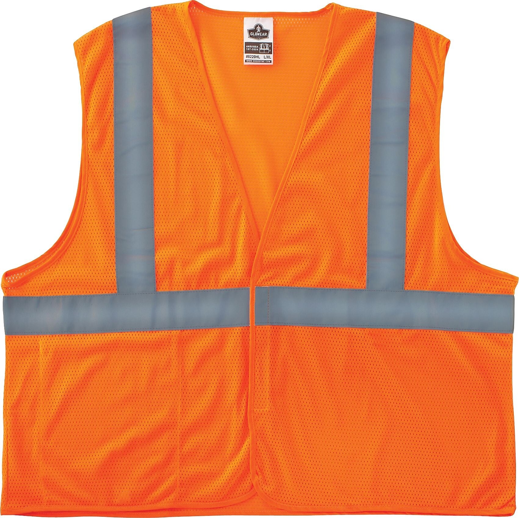 Ergodyne GloWear 8220HL High Visibility Sleeveless Safety Vest, ANSI Class R2, Orange, Large (21135)