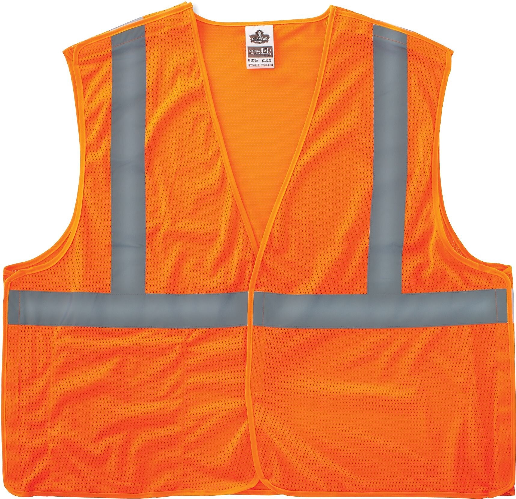 Ergodyne GloWear 8215BA High Visibility Safety Vest, Orange, 2XL/3XL (EGO21067)