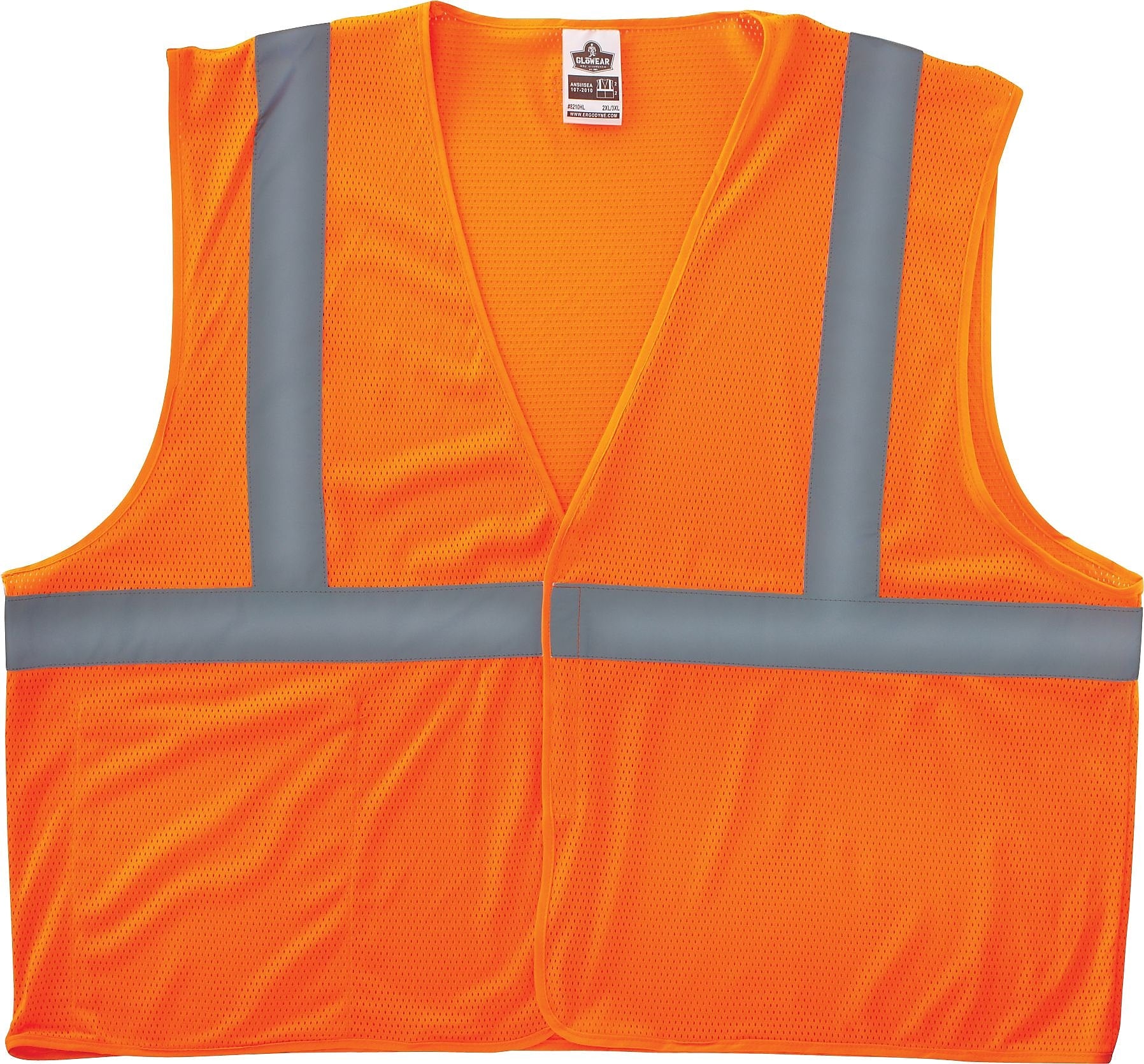 Ergodyne GloWear 8210HL High Visibility Sleeveless Safety Vest, ANSI Class R2, Orange, 4XL/5XL (21019)