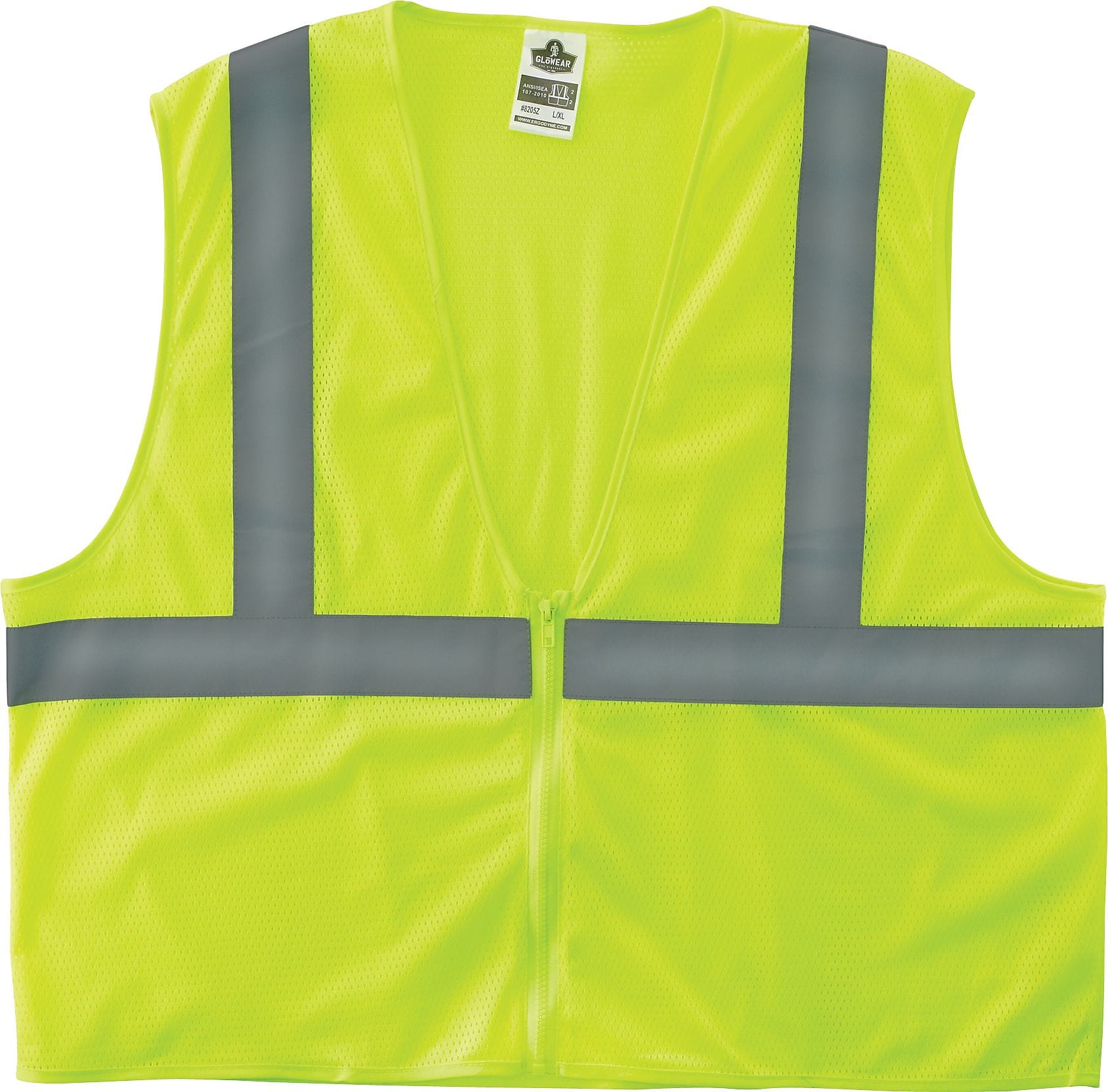 Ergodyne GloWear® 8205Z High Visibility Sleeveless Safety Vest, ANSI Class R2, Lime, 2XL/3XL (20997)