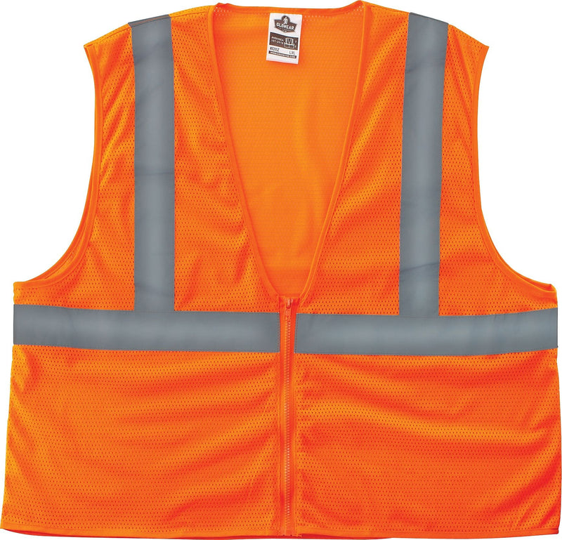 Ergodyne GloWear® 8205Z High Visibility Sleeveless Safety Vest, ANSI Class R2, Orange, 4XL/5XL (20989)
