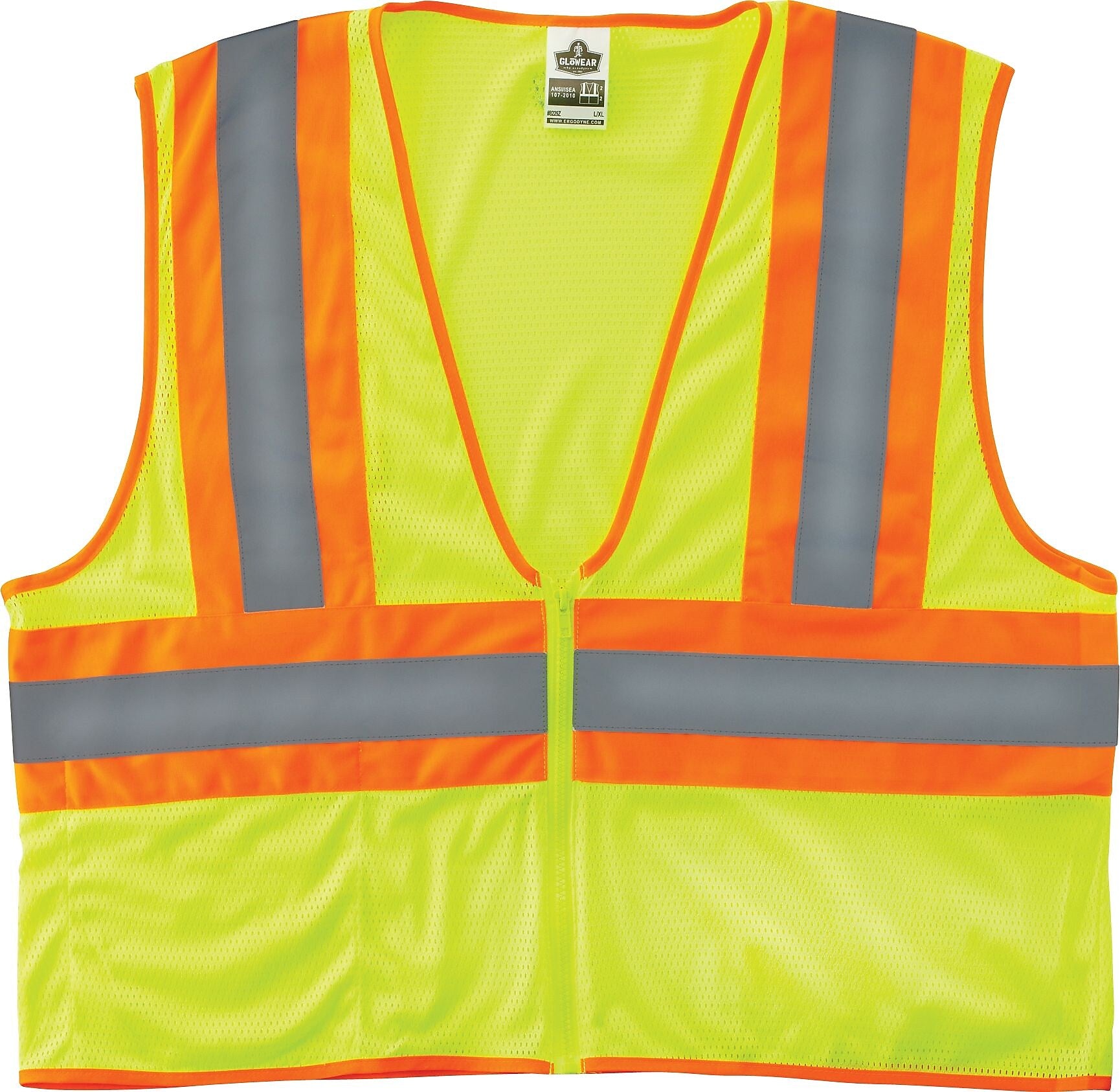 Ergodyne GloWear® 8229Z High Visibility Sleeveless Safety Vest, ANSI Class R2, Lime, 4XL/5XL (21299)