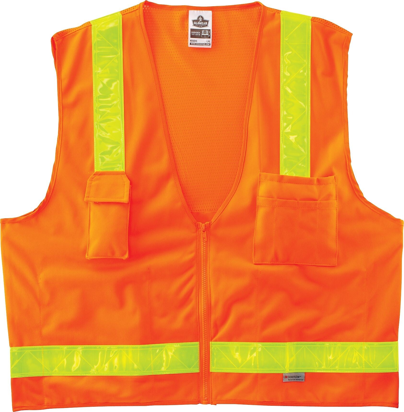 Ergodyne GloWear 8250ZHG High Visibility Sleeveless Safety Vest, ANSI Class R2, Orange, S/M (21433)