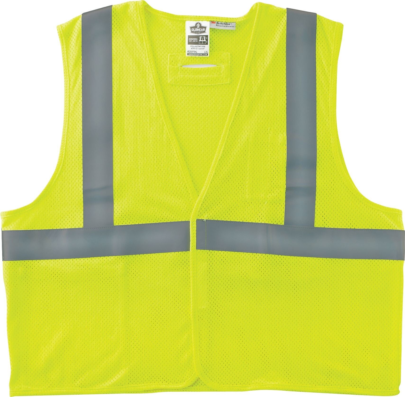Ergodyne GloWear 8260HL High Visibility Sleeveless Safety Vest, ANSI Class R2, Lime, 4XL/5XL (21499)