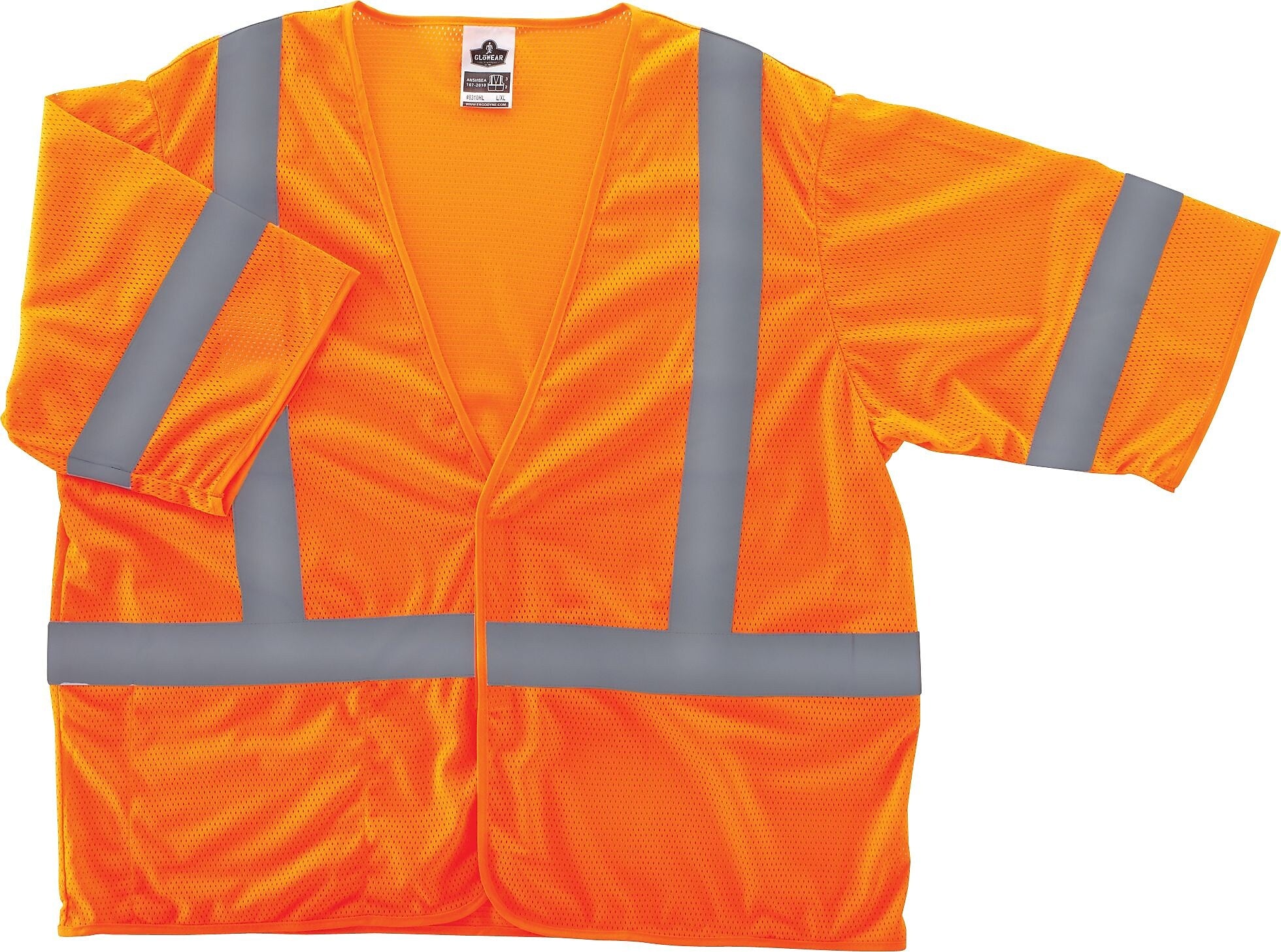 Ergodyne GloWear® 8310HL High Visibility Short Sleeve Safety Vest, ANSI Class R3, Orange, 4XL/5XL (22019)