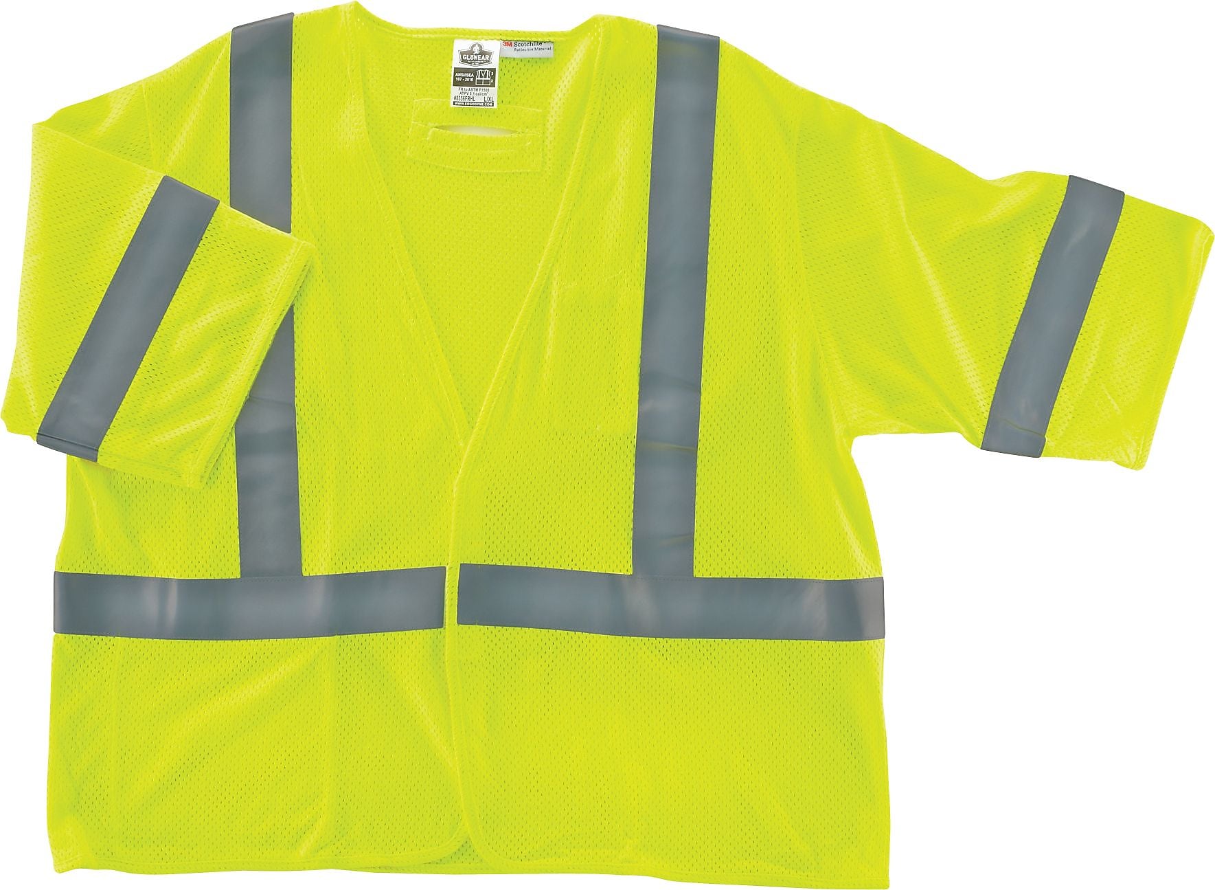 Ergodyne GloWear® 8356HL High Visibility Short Sleeve Safety Vest, ANSI Class R3, Lime, Large (22215)