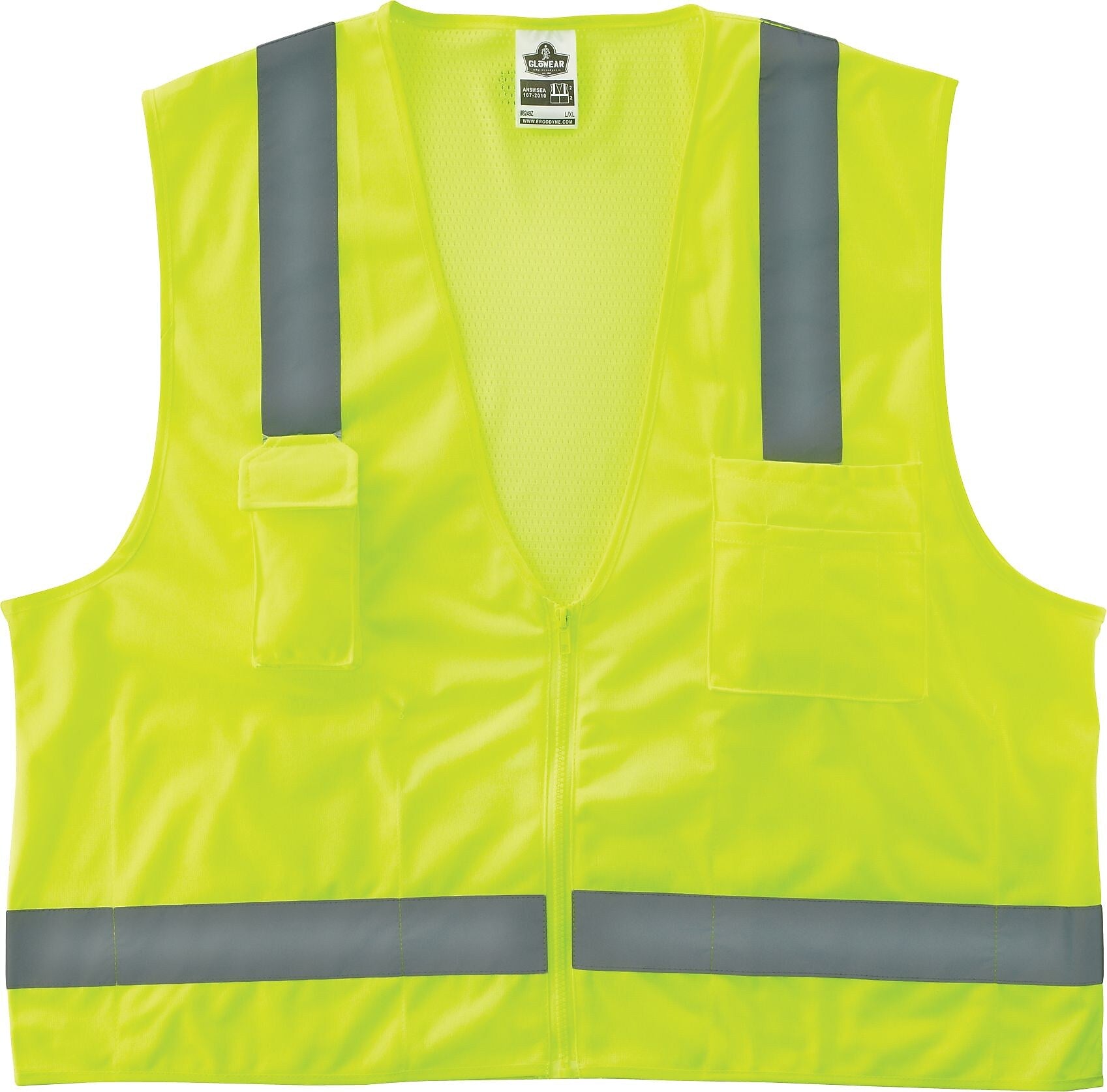 Ergodyne GloWear 8249Z High Visibility Sleeveless Safety Vest, ANSI Class R2, Lime, 2XL/3XL (24027)
