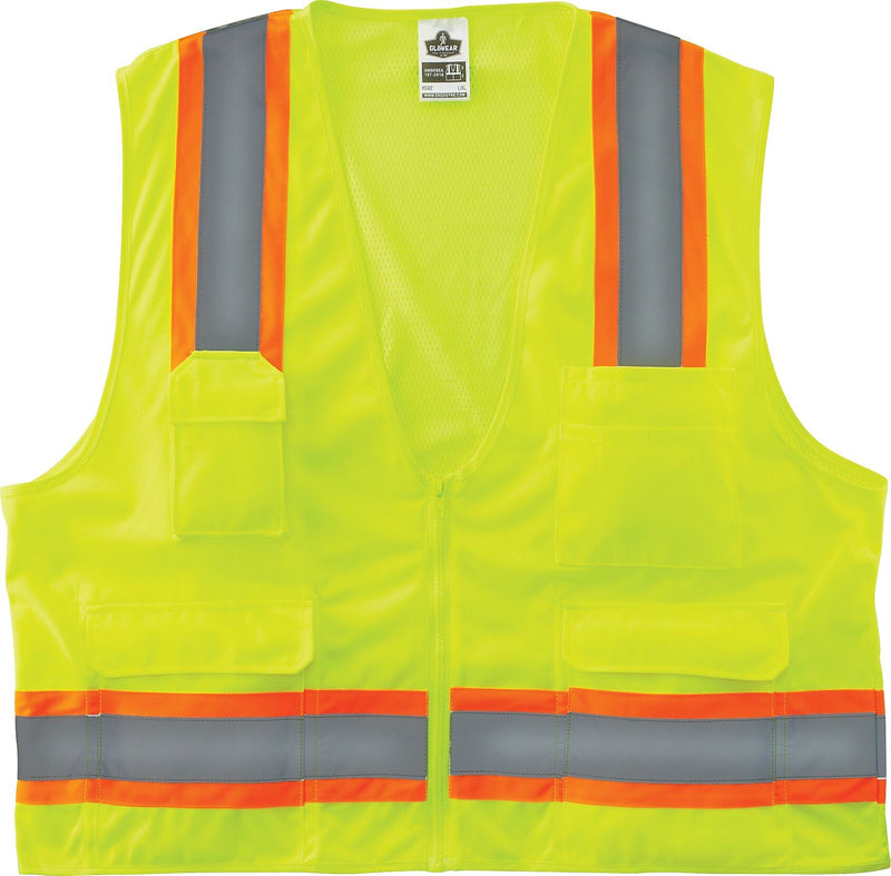 Ergodyne GloWear 8248Z High Visibility Sleeveless Safety Vest, ANSI Class R2, Lime, S/M (24073)
