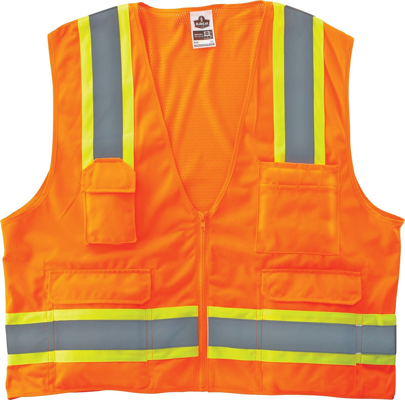 Ergodyne GloWear 8248Z High Visibility Sleeveless Safety Vest, ANSI Class R2, Orange, Large (24065)