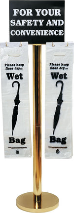 Tatco Wet Umbrella Bag Stand, 16w x 12d x 54-1/2h, Brass-Plated Metal