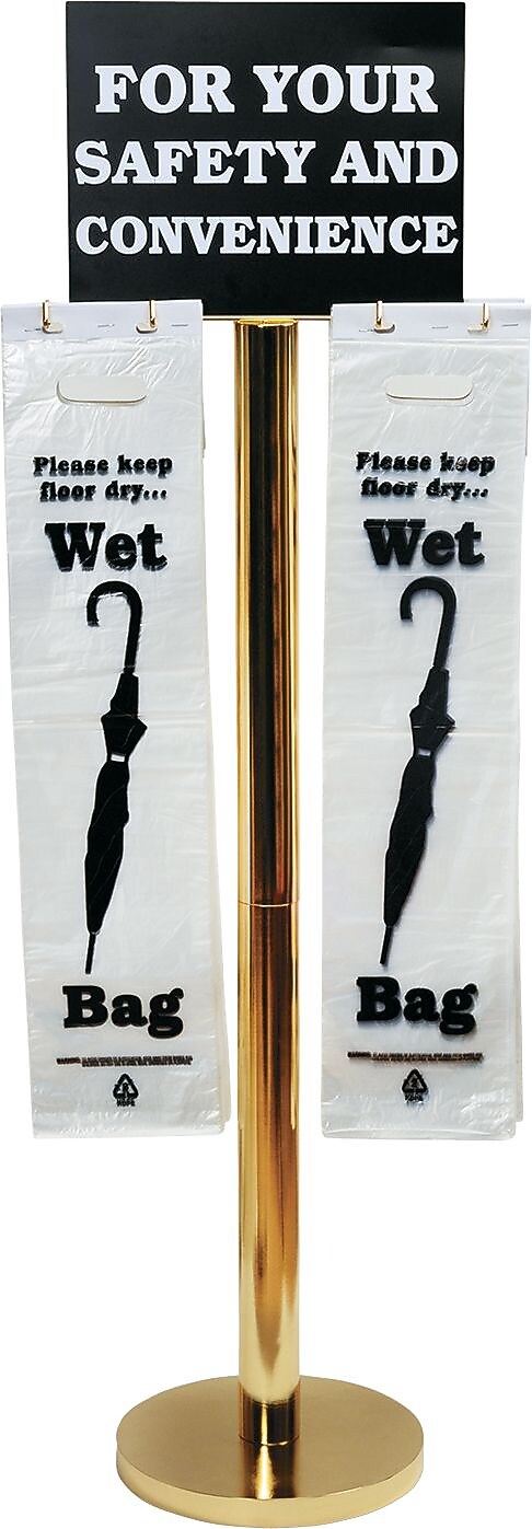 Tatco Wet Umbrella Bag Stand, 16w x 12d x 54-1/2h, Brass-Plated Metal