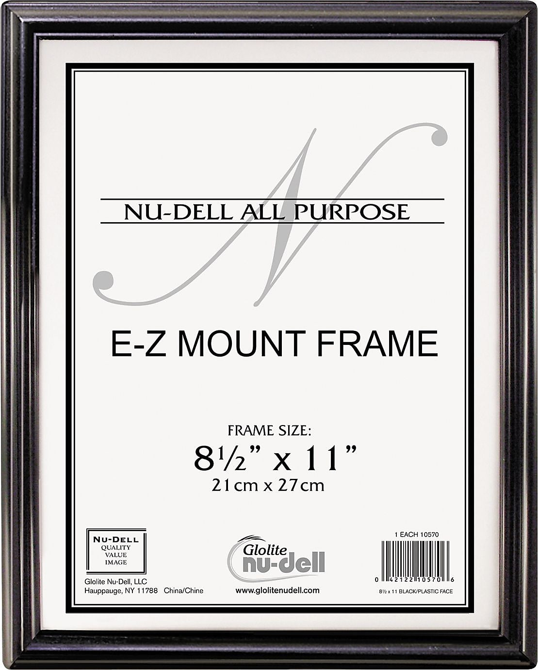 EZ Mount Document Frame, Plastic, 8 1/2 x 11, Black