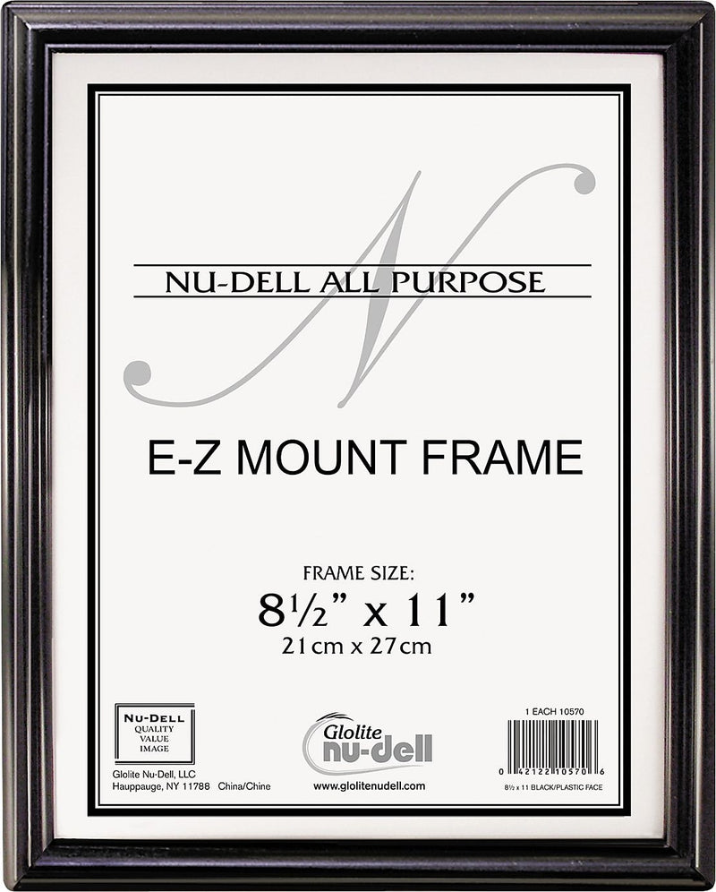 EZ Mount Document Frame, Plastic, 8 1/2 x 11, Black