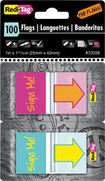 Pop-Up Fab Flags W/ Dispenser, "Sign Me!", Magenta/Orange; Teal/Yellow, 100/Pk (72038)