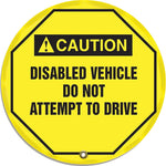Accuform 20" Steering Wheel Message Cover "CAUTION DISABLED VEHICLE..", Black On Yellow (KDD728)