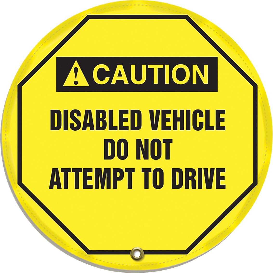 Accuform 16" Steering Wheel Message Cover "CAUTION DISABLED VEHICLE..", Black On Yellow (KDD717)