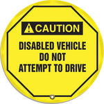 Accuform 16" Steering Wheel Message Cover "CAUTION DISABLED VEHICLE..", Black On Yellow (KDD717)