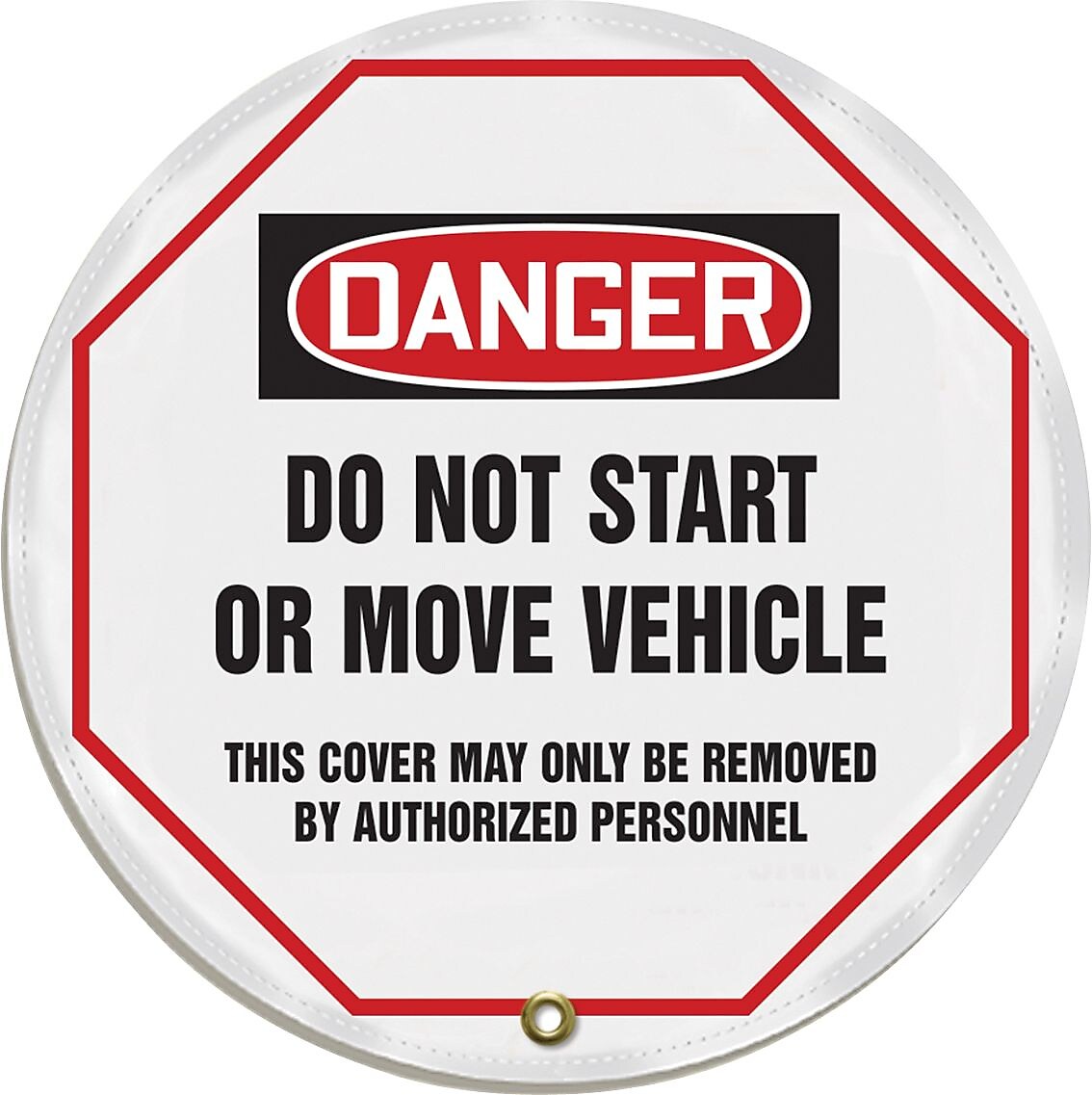 Accuform 20" Vinyl OSHA Steering Wheel Cover "DANGER DO NOT START..", Black/Red On White (KDD822)