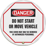 Accuform 16" Vinyl OSHA Steering Wheel Cover "DANGER DO NOT START..", Black/Red On White (KDD814)
