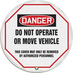 Accuform 20" Vinyl OSHA Steering Wheel Cover "DANGER DO NOT OPERATE..", Black/Red On White (KDD824)