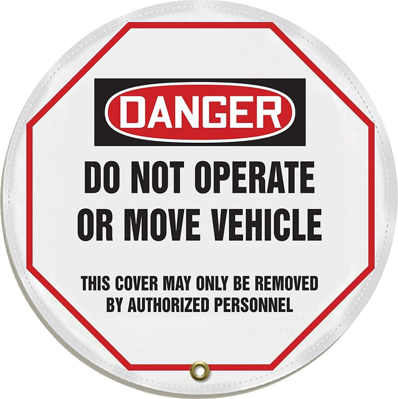 Accuform 20" Vinyl OSHA Steering Wheel Cover "DANGER DO NOT OPERATE..", Black/Red On White (KDD824)
