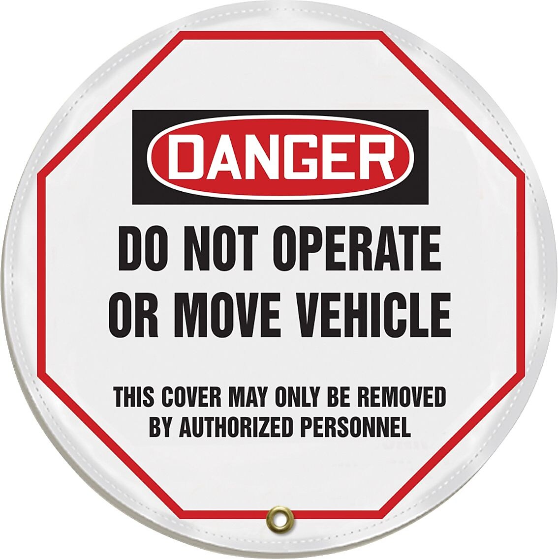 Accuform 16" Vinyl OSHA Steering Wheel Cover "DANGER DO NOT OPERATE..", Black/Red On White (KDD811)