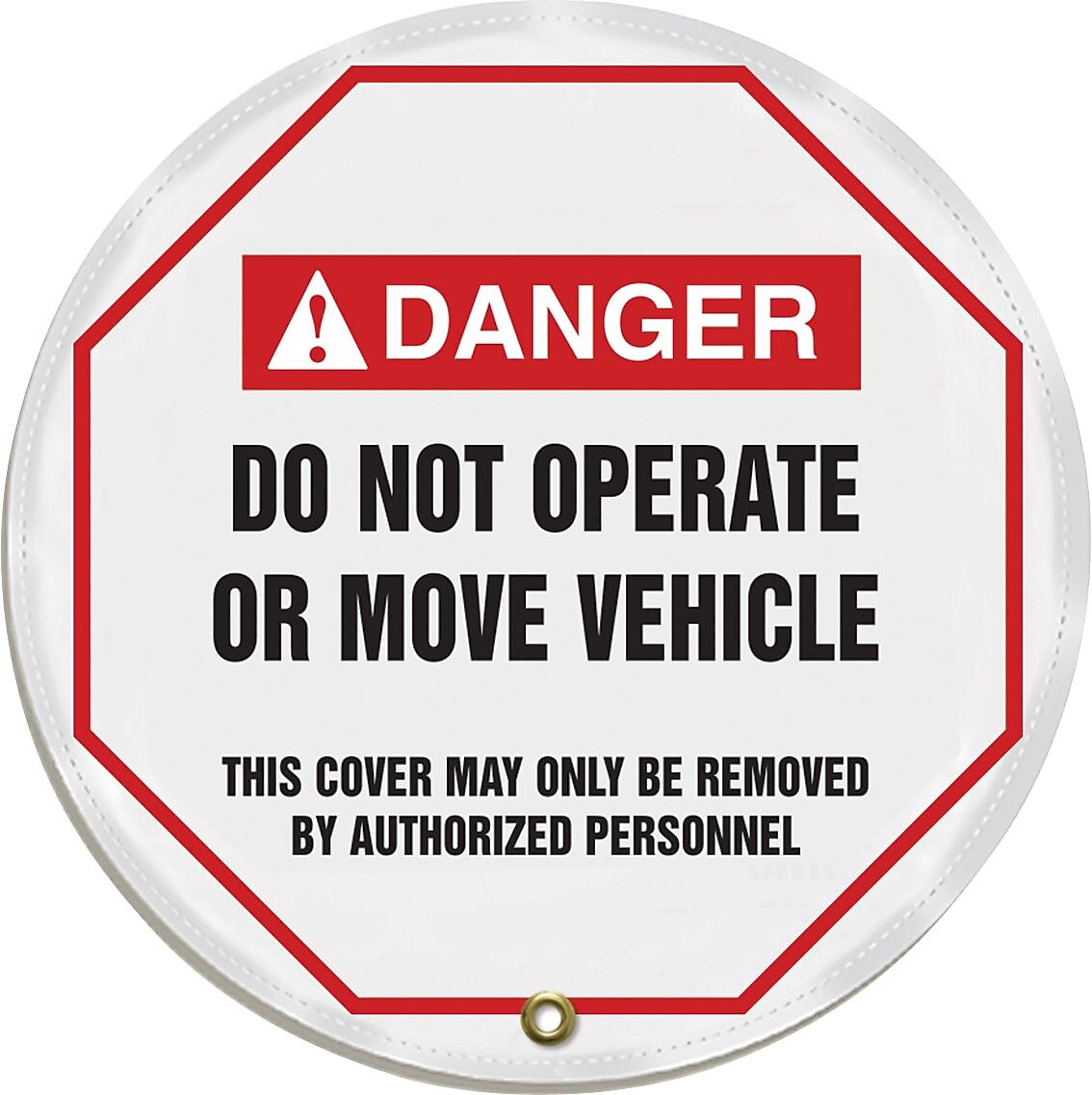 Accuform 20" Vinyl ANSI Steering Wheel Cover "DANGER DO NOT OPERATE..", Black/Red On White (KDD725)