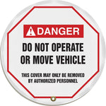 Accuform 20" Vinyl ANSI Steering Wheel Cover "DANGER DO NOT OPERATE..", Black/Red On White (KDD725)