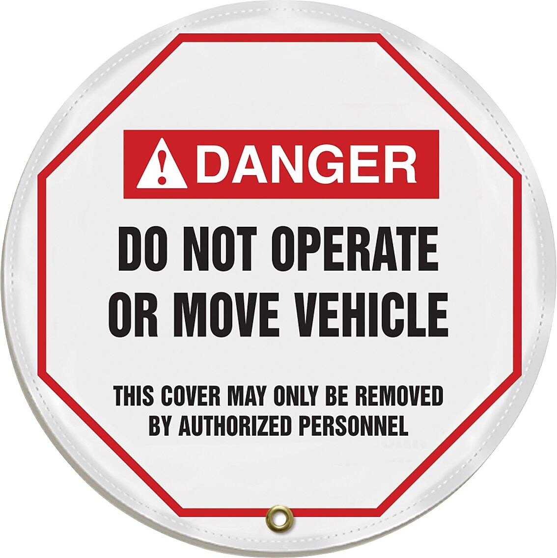 Accuform 16" Vinyl ANSI Steering Wheel Cover "DANGER DO NOT OPERATE..", Black/Red On White (KDD714)