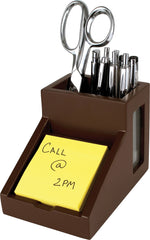 Victor Technology Wood Desk Accessories Pencil Cup/Note Holder, Mocha Brown, 4 1/2"H X 6 1/4"W X 4"D