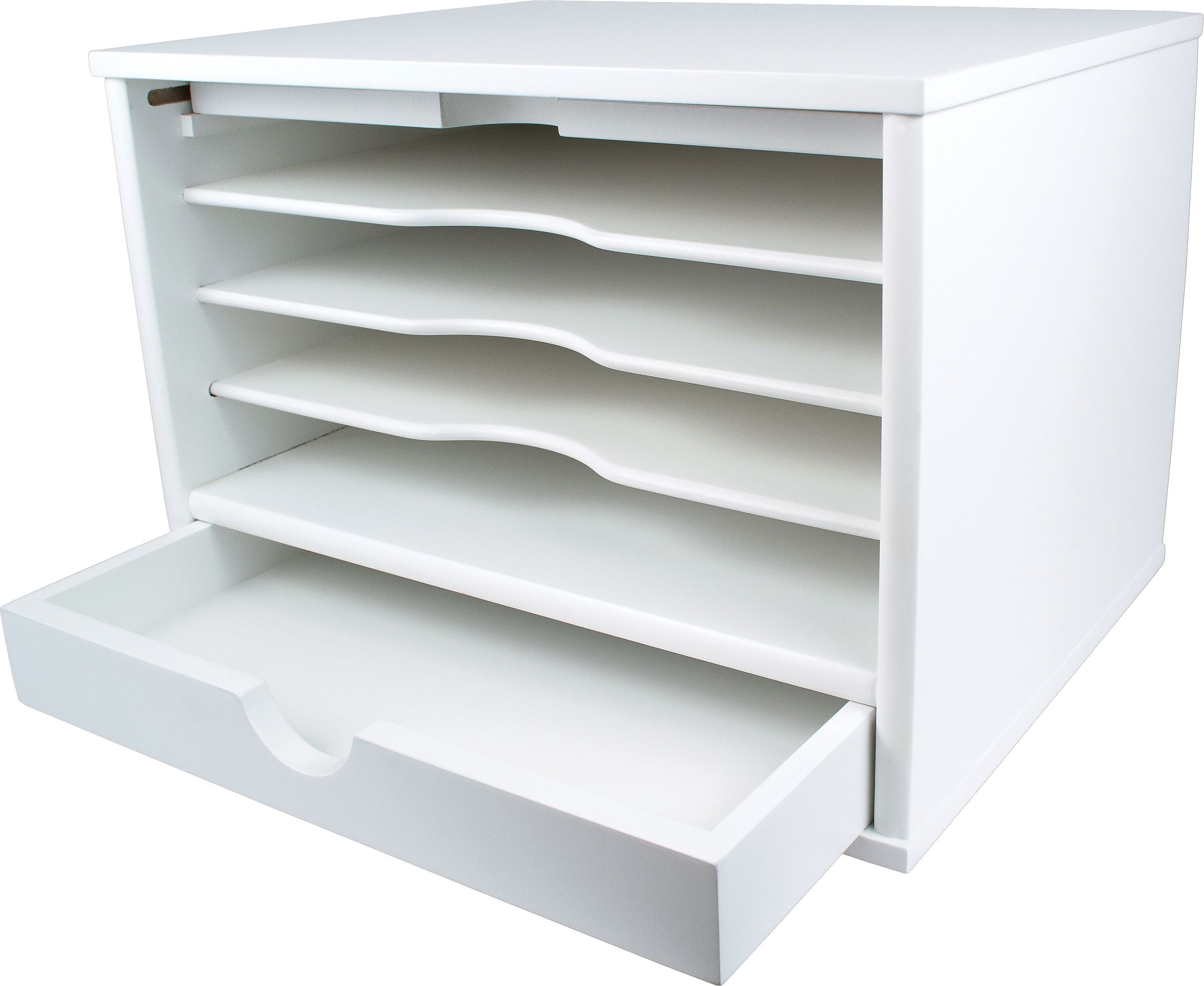 Victor Technology 5-Comparment Wood Desktop Organizer, Pure White (W4720)