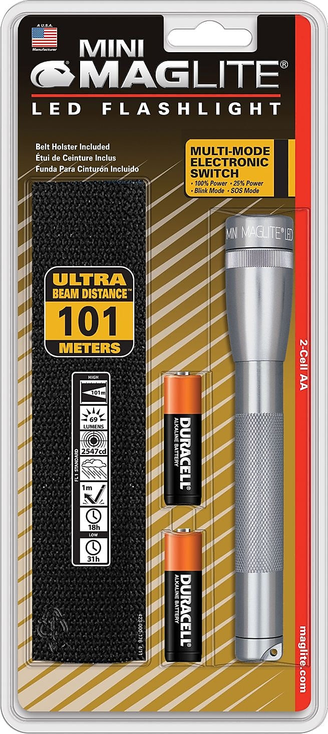 Mini Maglite® 2 3W AA Alkaline Gray Aluminum Flashlight, LED