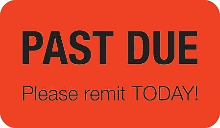 Past Due Collection Medical Labels, Past Due, Fluorescent Red, 7/8x1-1/2", 500 Labels