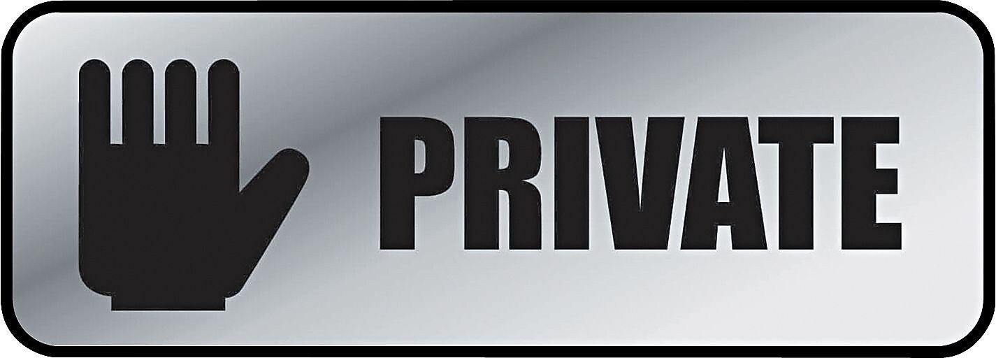 Cosco PRIVATE Office Sign, 9" x 3", Silver (098210)